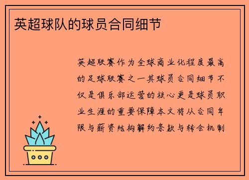 英超球队的球员合同细节